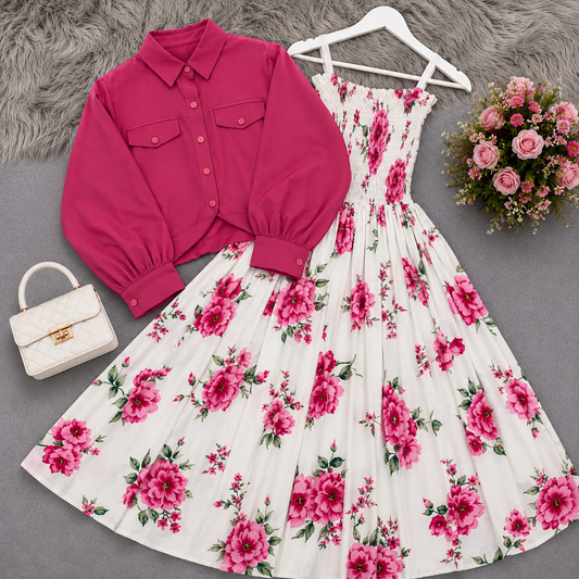 Pink Petal Dress Set