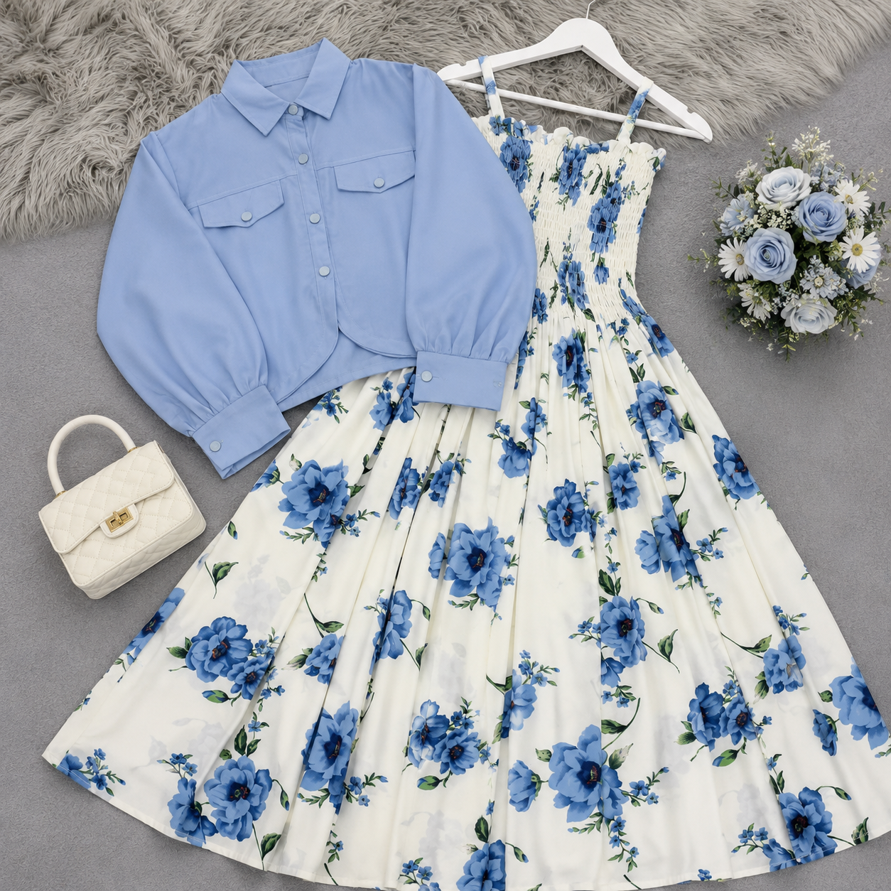 Blue Blossom Dress Set