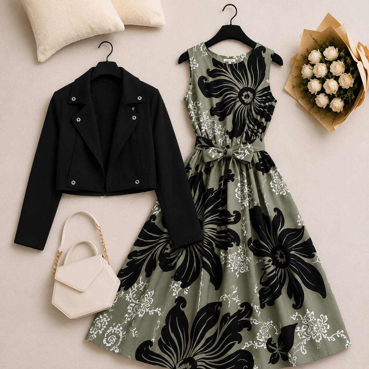 Noir Blossom Dress Set