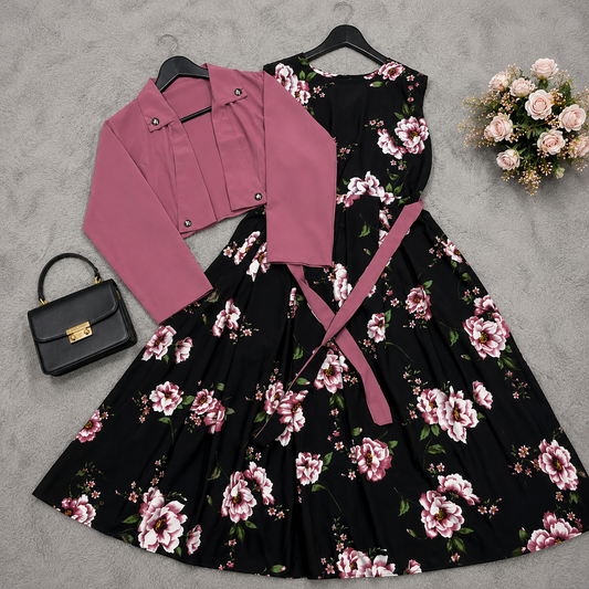 Rose Noir Floral Dress Set