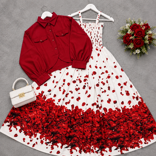 Scarlet Petal Dress Set