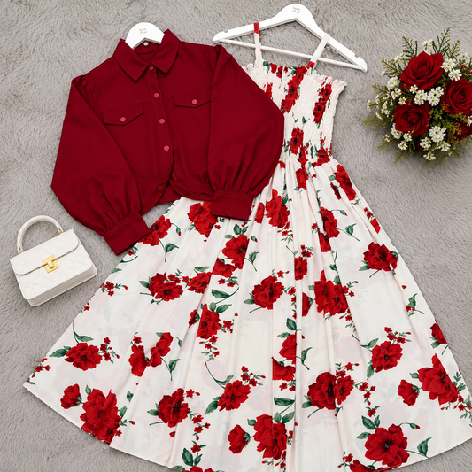 Ruby Blossom Dress Set