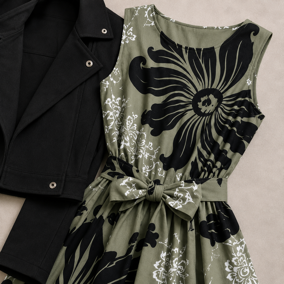 Noir Blossom Dress Set | K-11