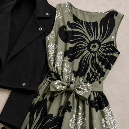 Noir Blossom Dress Set | K-11